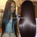 Free Shipping Brazlian Virgin Straight Hair Lace Front Wigs With Middle Part #1B Color In Stock